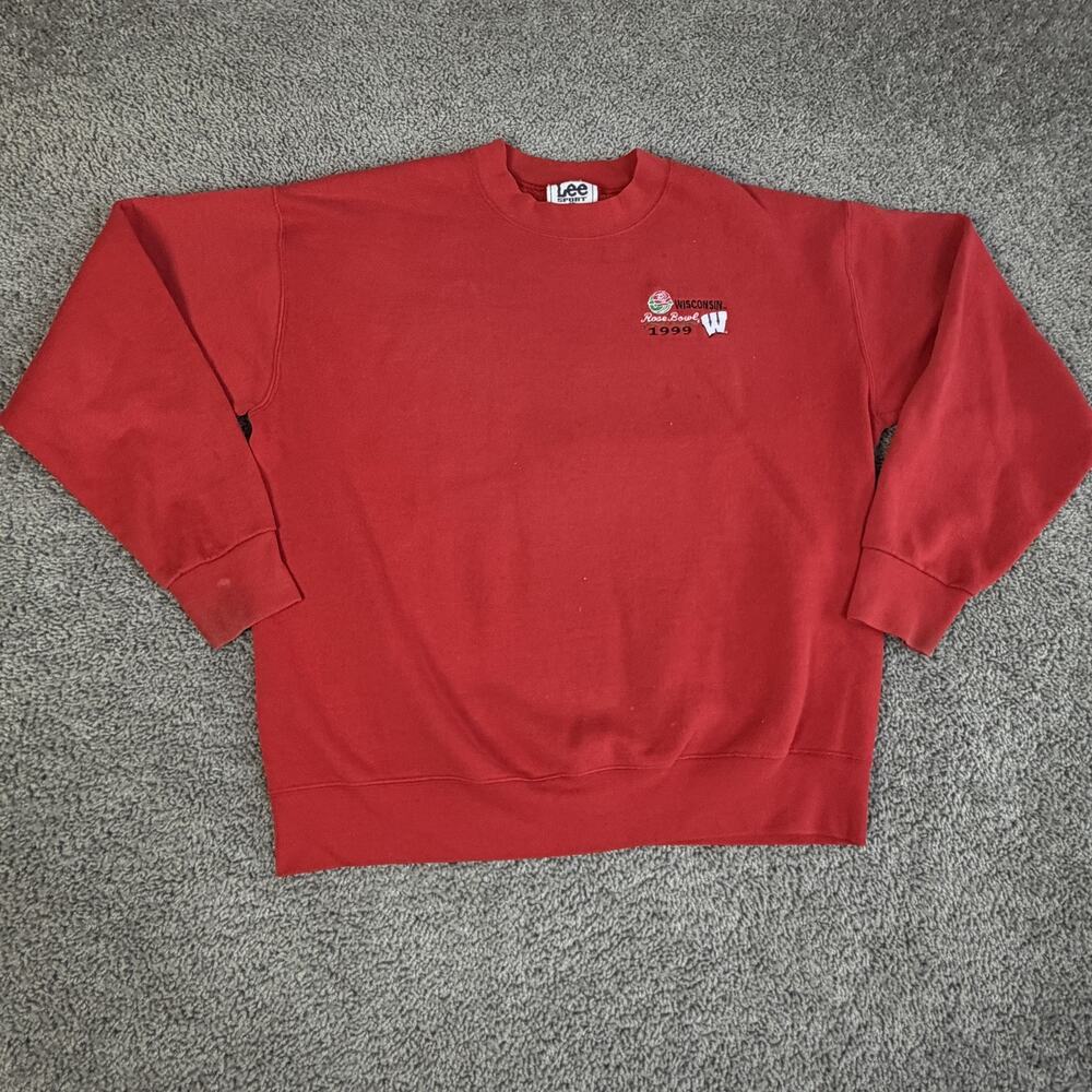 Vintage Wisconsin Badgers Sweatshirt Mens L Red Football Lee 1999 Rose Bowl